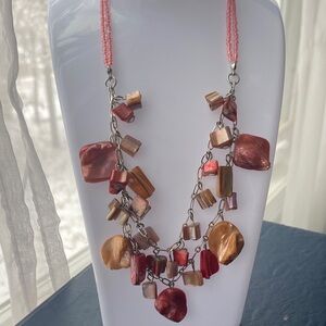 Shell 🐚 double strand Chic Pink and Red Beaded Necklace